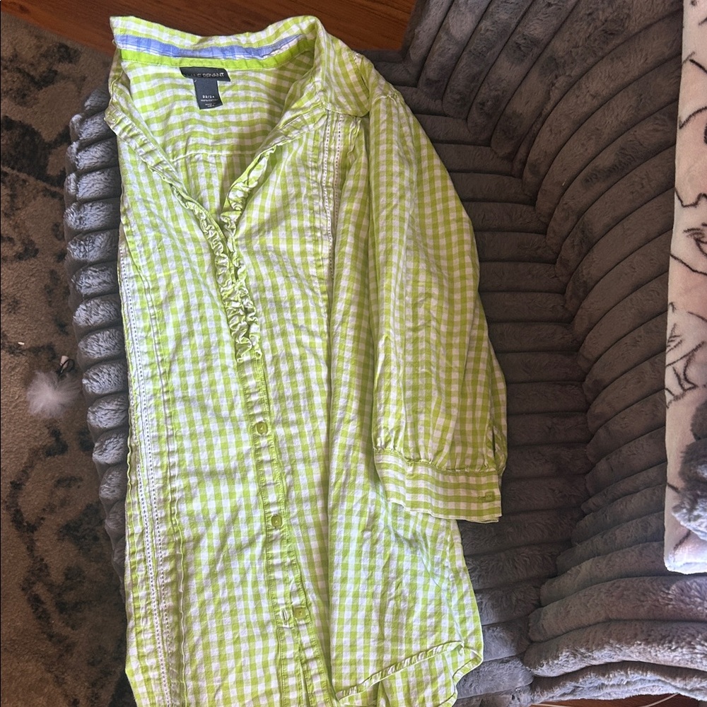 Lane Bryant Lime Checkered Women's Button Down Shirt